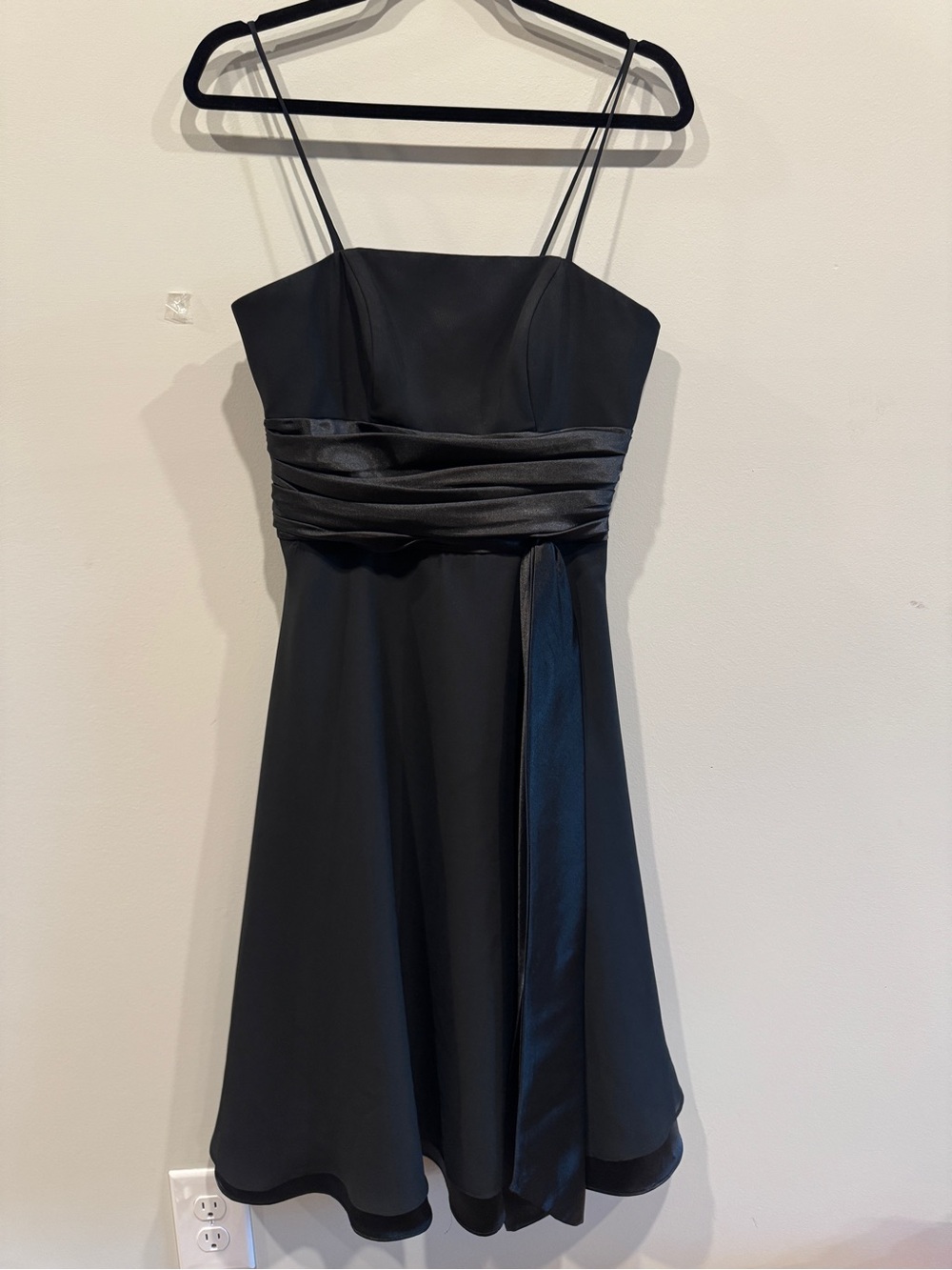 Cinderella Black Mini Dress with Satin Waistband